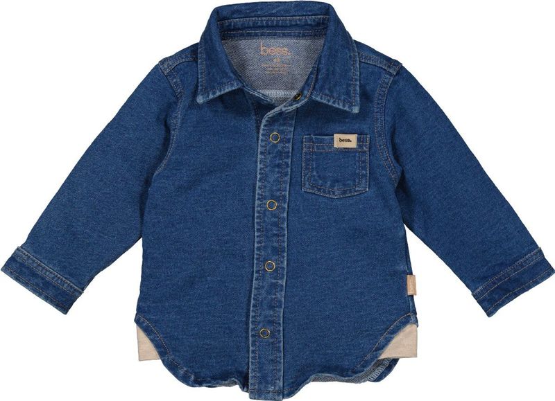 Bess - Blouse - Blauw - Jog Denim Kwaliteit - Lange Mouwen