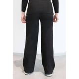 LOVE2WAIT - Wide Leg High Waist - Zwangerschapsbroek - Zwart - Rib Gebreid