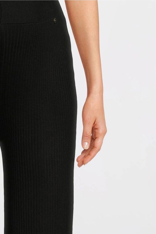 LOVE2WAIT - Wide Leg High Waist - Zwangerschapsbroek - Zwart - Rib Gebreid