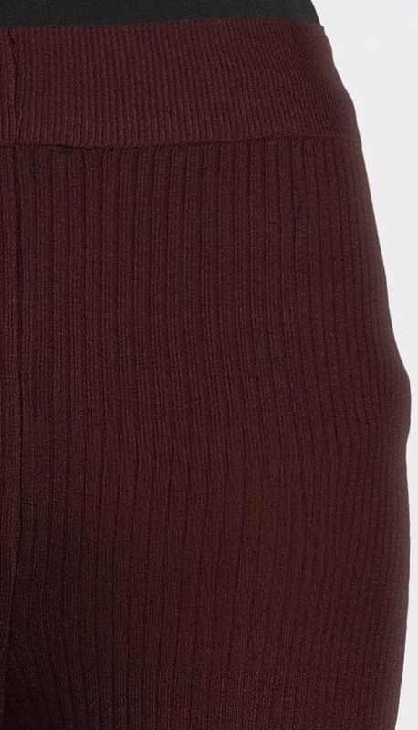 LOVE2WAIT - Straight High Waist - Zwangerschapsbroek - Donkerrood - Rib Gebreid