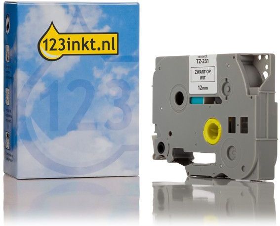 Brother - TZe-231 - Tape - Zwart op Wit - 12 mm breed - 8 meter