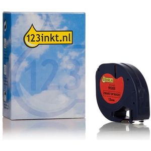 Dymo S0721630 / 91203 plastic tape rood 12 mm (123inkt huismerk)