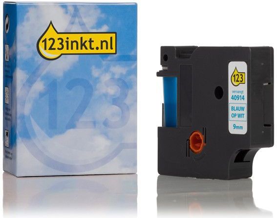 Dymo - Tape - Blauw op Wit - 9 mm