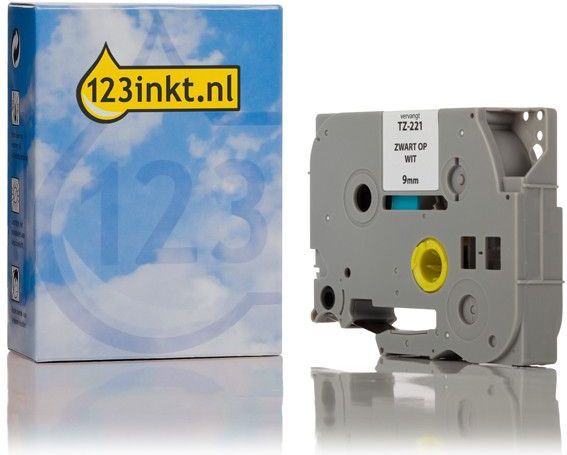 Brother - TZe-221 - Tape - Zwart op Wit - 9 mm - 8 Meter