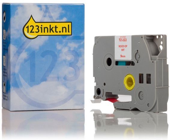 Brother - TZe-222 - Tape - Rood op Wit - 9 mm - 8 meter
