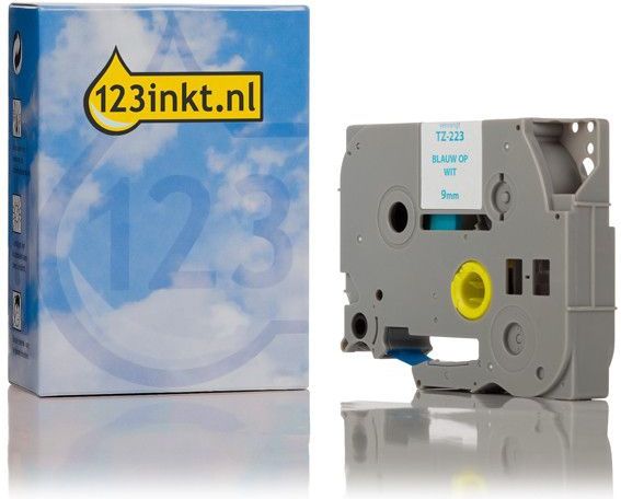 Brother - TZe-223 - Tape - Blauw op Wit - 9 mm - 8 Meter