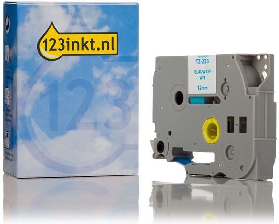 Brother - TZe-233 - Tape - Blauw op Wit - 12 mm x 8 m