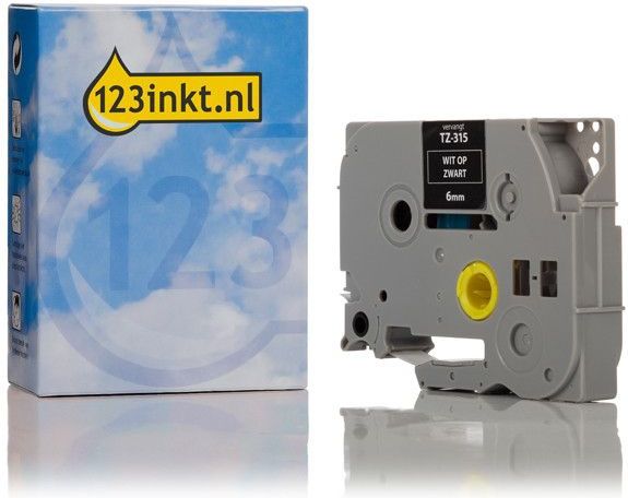 Brother - TZe-315 - Tape - Wit op Zwart - 6 mm - 8 m