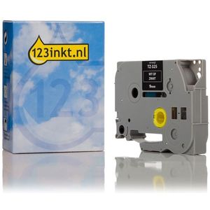123inkt - Brother TZe-325 Tape - Wit op Zwart - 9 mm - 8 Meter
