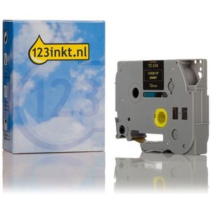 123inkt huismerk vervangt Brother TZe-334 tape goud op zwart 12 mm