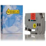 123inkt - TZe-431 - Tape - Zwart op Rood - 12 mm - 8 Meter