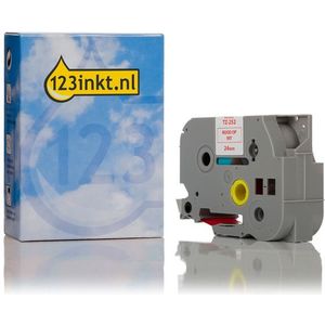 Brother - TZe-252 - Tape - Rood op Wit - 24 mm - 8 meter