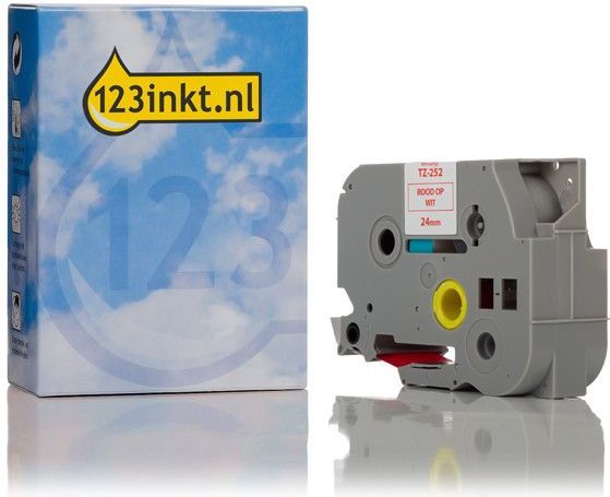 Brother - TZe-252 - Tape - Rood op Wit - 24 mm - 8 meter