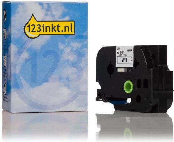 Brother - TZe-253 - Tape - Blauw op Wit - 24 mm breed - 8 meter