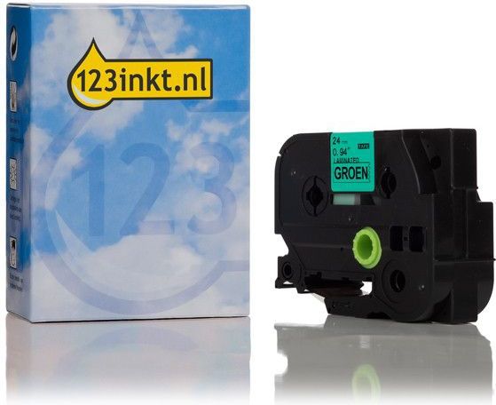 Brother - TZe-751 - Tape - Zwart op Groen - 24 mm Breed - 8 m Lang