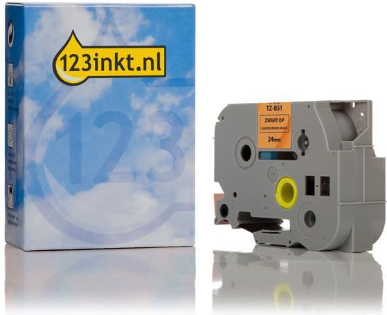 Brother - TZe-B51 - Tape - Zwart op Fluoriserend Oranje - 24 mm - 5 m