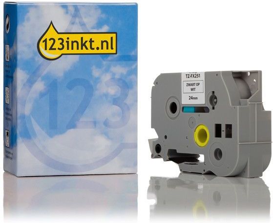 Brother - TZe-FX251 - ID Tape - Zwart op Wit - 24 mm - 8 m