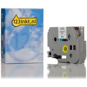 123inkt - TZe-S241 - Tape - Zwart op Wit - 18 mm - 8 m