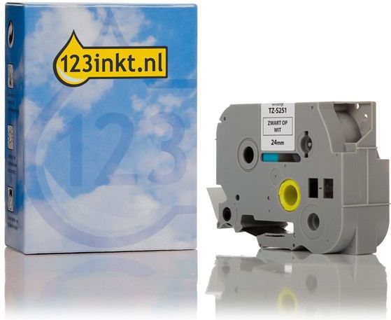 Brother - TZe-S251 - Tape - Zwart op Wit - 24 mm Breed - 8 Meter Lang