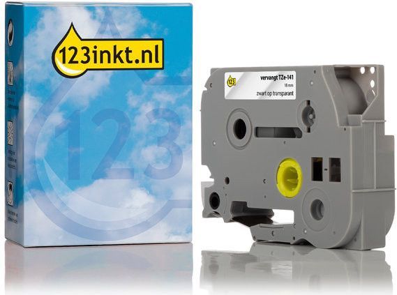 Brother - TZe-141 - Tape - Zwart op Transparant - 18 mm breed - 8 meter