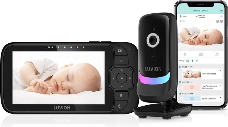 Luvion - Essential Connect - Babyfoon met Camera - Zwart - Uitbreidbaar tot 4 Baby Camera's - Premium HD Wifi Baby Monitor