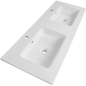 Wastafelblad exclusive line pisa 120-2 keramiek 2 kraangaten