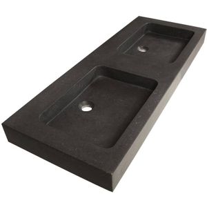 Wastafelblad exclusive line black spirit 120-2 natuursteen 2 kraangaten
