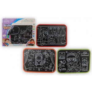 Jonotoys Tekenbord Graffitti Junior 25 X 29 Cm Zwart 4-delig
