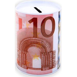 Spaarpot 10 euro biljet - 8X12cm - Kerst Cadau - Blikken - metalen - spaarpot met euro biljet - 1 stuk