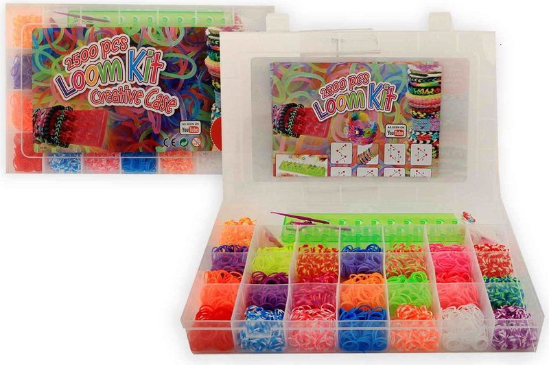 Loombandset 2500-delig in kunststof box Merkloos Hobbypakket