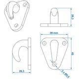 ProPlus - Touwhaak - Kunststof - Driegaats - 45 x 39 mm - 10 Stuks