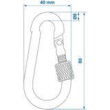 ProPlus Karabijnhaak met schroefsluiting - metaal - 8 x 80 mm - chroom