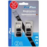 ProPlus Bindriemen met metalen gesp - 18 mm x 30 cm - zwart - set van 2