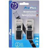 ProPlus Bindriemen met metalen gesp - 18 mm x 75 cm - zwart - set van 2