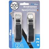 ProPlus Bindriemen met metalen gesp - 18 mm x 200 cm - zwart - set van 2