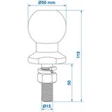 Proplus Trekhaakkogel - Autotoebehoren - Staal - 16 X 55 Mm - Zilver