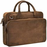 Plevier Retro Bell Koffer Leer 38 cm Laptop compartiment  bruin
