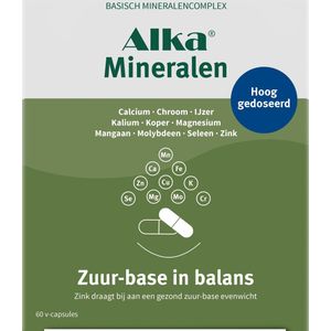 Alka Mineralen - Basisch Mineralencomplex - Hoog Gedoseerd - 60 V-Capsules - Bevat 10 Basische Mineralen