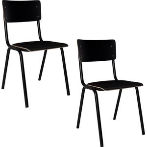 Zuiver Back To School HPL Eetkamerstoelen/ Kantinestoelen/ Schoolstoelen Zwart - Set van 4