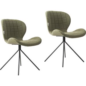 Zuiver OMG Eetkamerstoelen Groen Set van 2