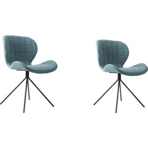 Zuiver OMG Eetkamerstoelen Blauw Set van 2