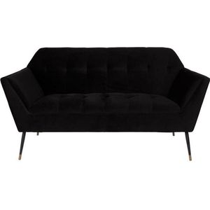 Dutchbone Kate 2-Zitsbank Velvet - Zwart Fluweel: Luxe Art Deco 2-zitsbank in zwart fluweel | Dutchbone