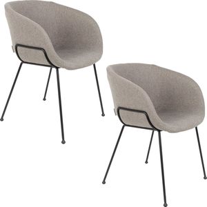 Zuiver Feston Eetkamerstoelen met armleuning Fab Grijs - Set van 2