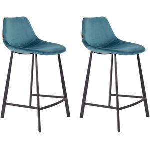 DUTCHBONE Counter Stool Franky Velvet Petrol