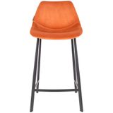 Dutchbone Franky Velvet Barkruk - 65 cm - Oranje - Set van 2