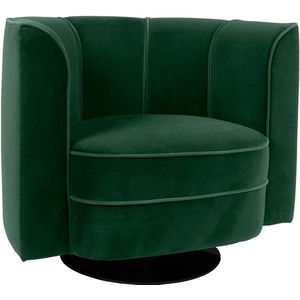 Dutchbone - Flower - Fauteuil - Green - Polyester en Velvet