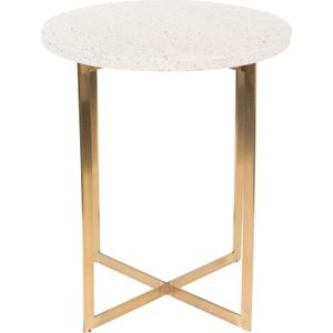 Zuiver Luigi Ronde Bijzettafel - Ø40x45 Cm - Wit Terrazzo - Goudkleurig Onderstel