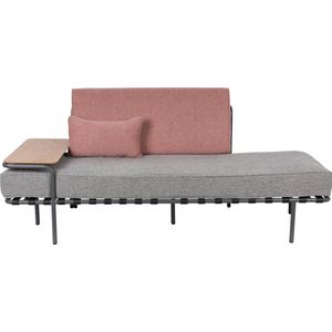 Zuiver Sofa Star Pink/Grey - Industriële 2-zitsbank van polyester en eikenfineer | 185x87x80 cm | Roze/Grijs | Meubels