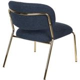 Loungestoel White Label Living Jolien Gold Dark Blue