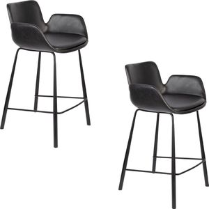 Zuiver Brit LL Barkruk Zwart - Set van 2